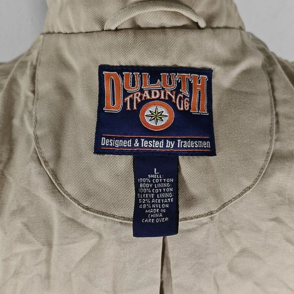 Duluth Trading Co. Mens Sport Coat Blazer Two Button Solid Beige Cotton Heavy LG